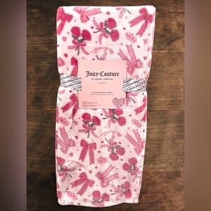 Juicy Couture Plush Throw Pink on Pink Roses & Ribbons Valentines 50x60 NEW NWT